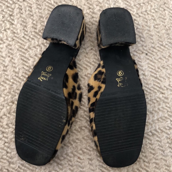 faux fuzzy Leopard Slide Mule Casual chunky heel shoe - Picture 7 of 16